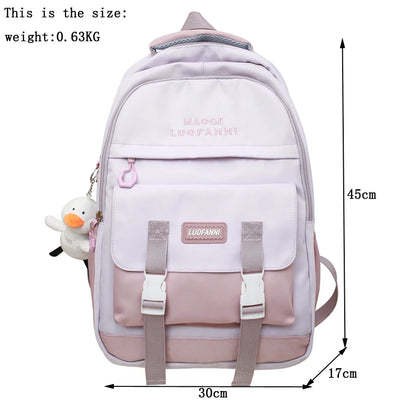 2023 Trendy Book Bag High Capacity Cool Women Fashion Laptop College Backpack Girl Nylon Female Travel School Bag Kawaii Student