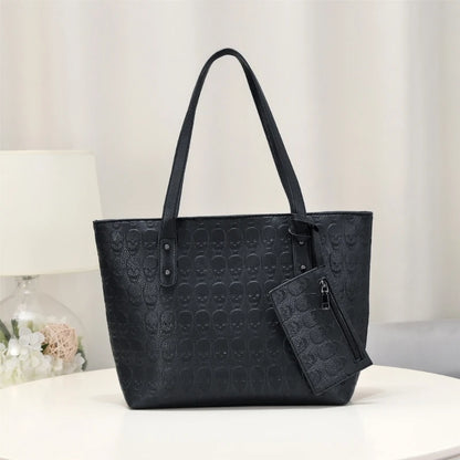 2023 Underarm Bag Fashion Armpit Bag Skull Pattern Bucket Bag Punk Handbag Shoulder Bags with Small Purse for Women Girl