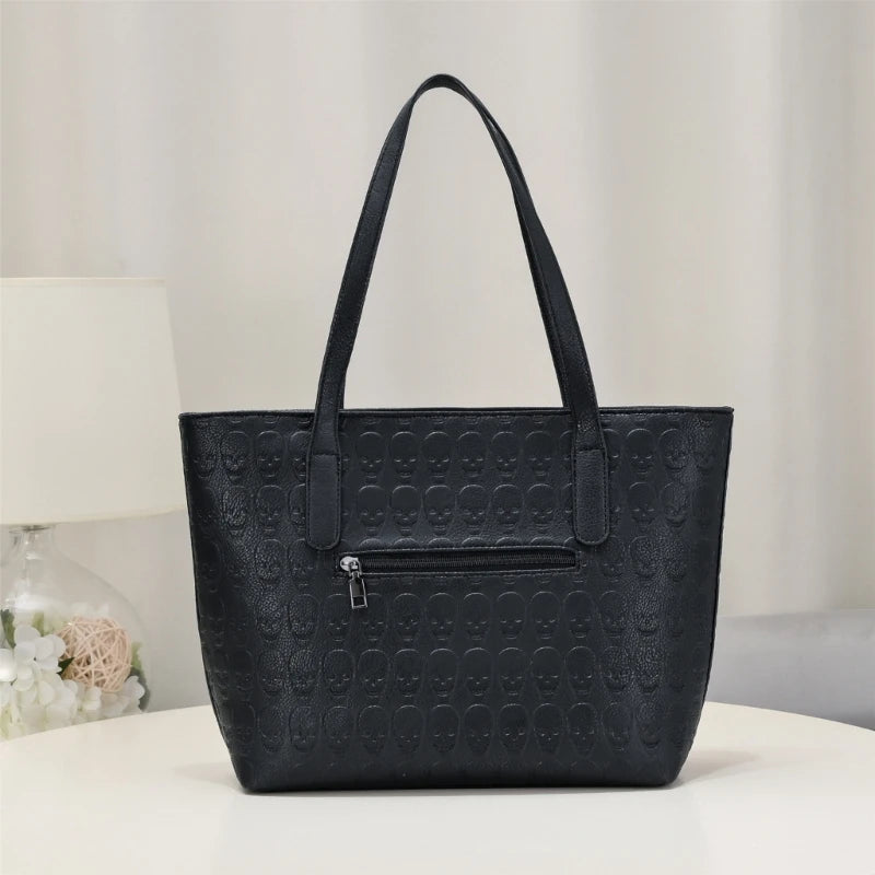 2023 Underarm Bag Fashion Armpit Bag Skull Pattern Bucket Bag Punk Handbag Shoulder Bags with Small Purse for Women Girl