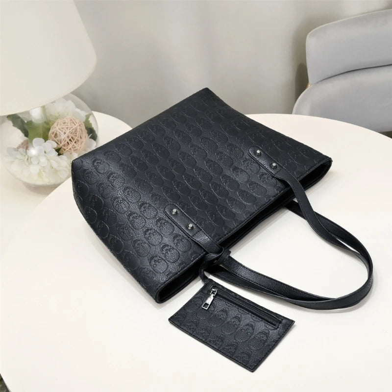 2023 Underarm Bag Fashion Armpit Bag Skull Pattern Bucket Bag Punk Handbag Shoulder Bags with Small Purse for Women Girl