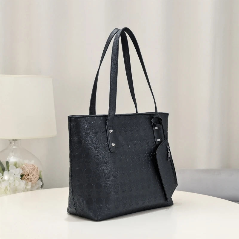 2023 Underarm Bag Fashion Armpit Bag Skull Pattern Bucket Bag Punk Handbag Shoulder Bags with Small Purse for Women Girl