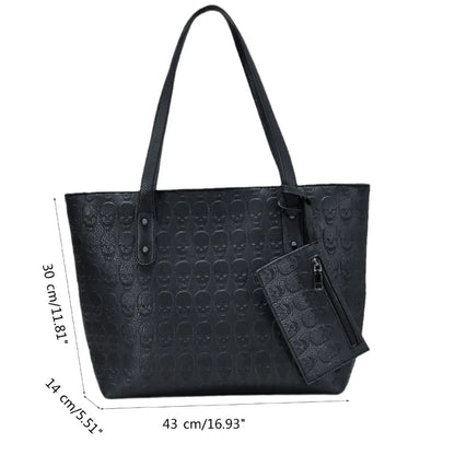 2023 Underarm Bag Fashion Armpit Bag Skull Pattern Bucket Bag Punk Handbag Shoulder Bags with Small Purse for Women Girl