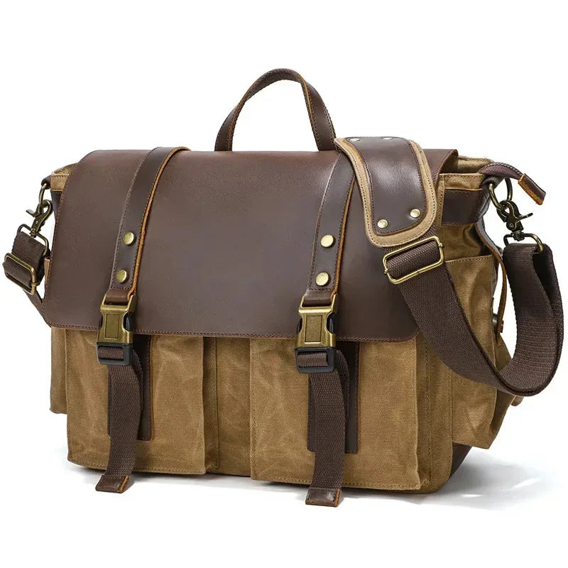 2023 Vintage Leather Canvas Women's Men's Messenger Bag - Fashion Crossbody Shoulder Sling Casual Bag