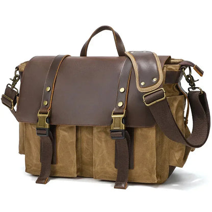 2023 Vintage Leather Canvas Women's Men's Messenger Bag - Fashion Crossbody Shoulder Sling Casual Bag