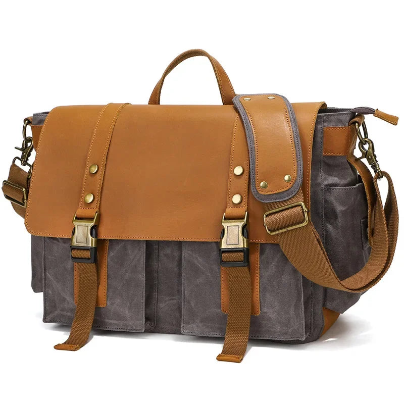 2023 Vintage Leather Canvas Women's Men's Messenger Bag - Fashion Crossbody Shoulder Sling Casual Bag