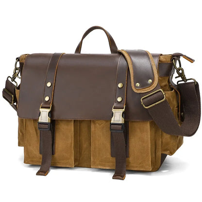 2023 Vintage Leather Canvas Women's Men's Messenger Bag - Fashion Crossbody Shoulder Sling Casual Bag