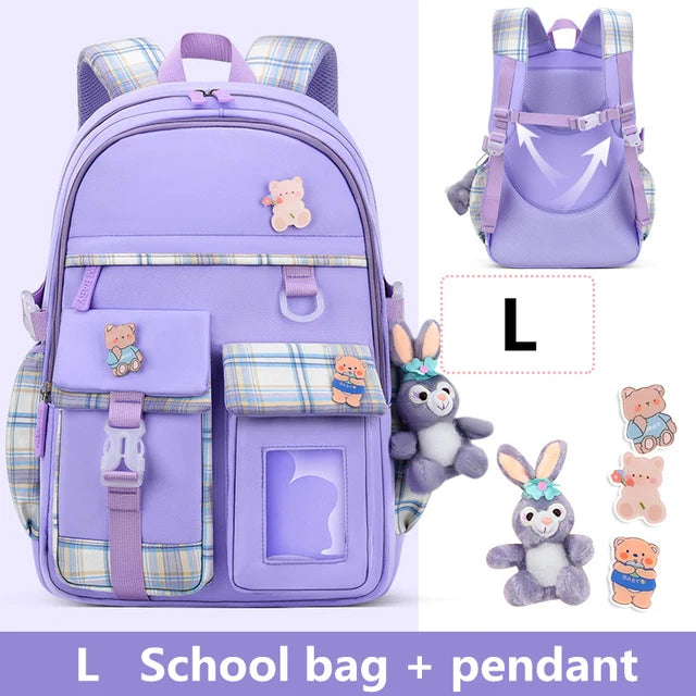 2023 Waterproof School Bags With cartoon pendant Light Weight Children Backpack schoolbag Printing Kids School Backpacks mochila