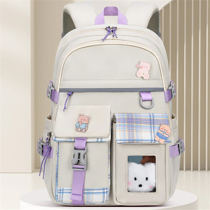 2023 Waterproof School Bags With cartoon pendant Light Weight Children Backpack schoolbag Printing Kids School Backpacks mochila