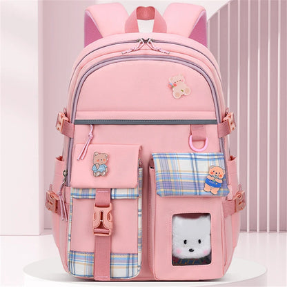 2023 Waterproof School Bags With cartoon pendant Light Weight Children Backpack schoolbag Printing Kids School Backpacks mochila