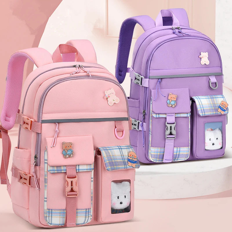 2023 Waterproof School Bags With cartoon pendant Light Weight Children Backpack schoolbag Printing Kids School Backpacks mochila