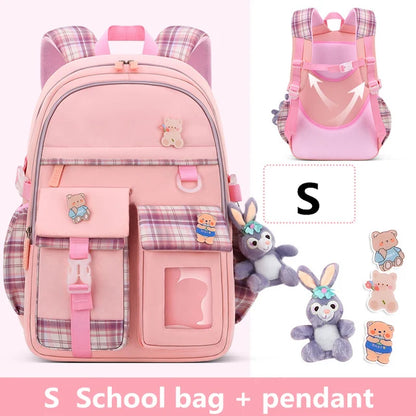 2023 Waterproof School Bags With cartoon pendant Light Weight Children Backpack schoolbag Printing Kids School Backpacks mochila