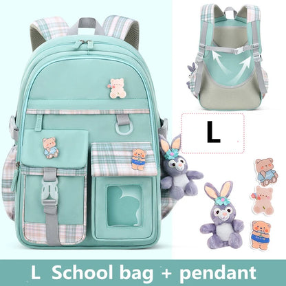 2023 Waterproof School Bags With cartoon pendant Light Weight Children Backpack schoolbag Printing Kids School Backpacks mochila