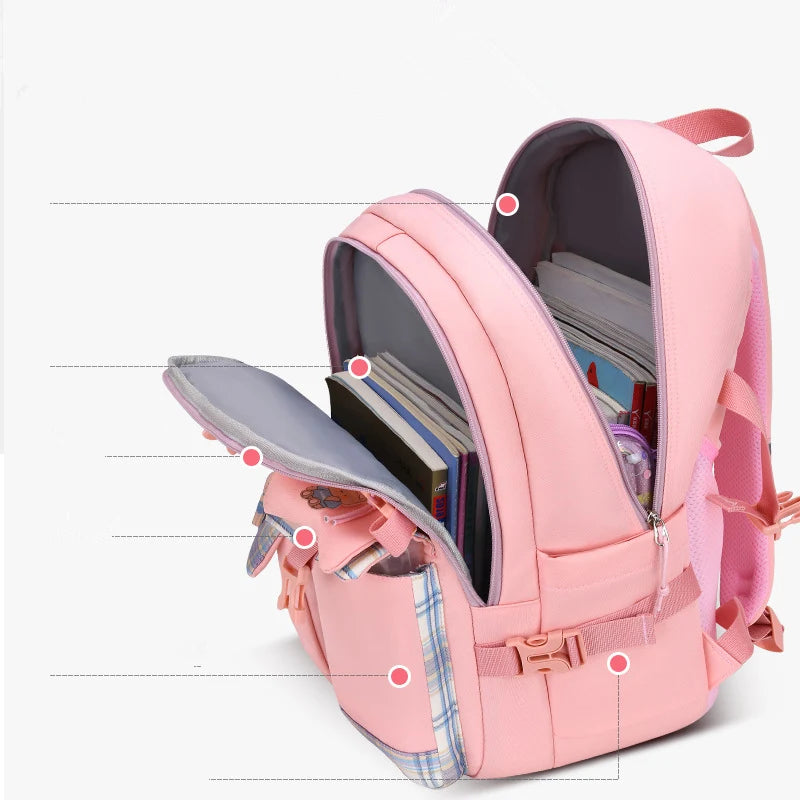 2023 Waterproof School Bags With cartoon pendant Light Weight Children Backpack schoolbag Printing Kids School Backpacks mochila