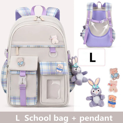 2023 Waterproof School Bags With cartoon pendant Light Weight Children Backpack schoolbag Printing Kids School Backpacks mochila
