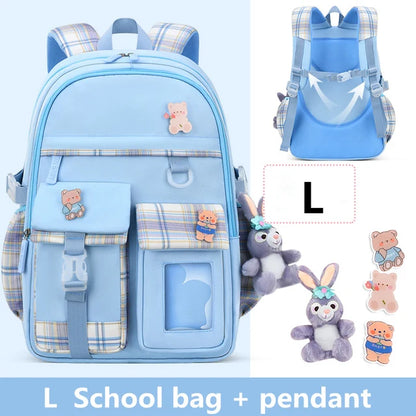 2023 Waterproof School Bags With cartoon pendant Light Weight Children Backpack schoolbag Printing Kids School Backpacks mochila