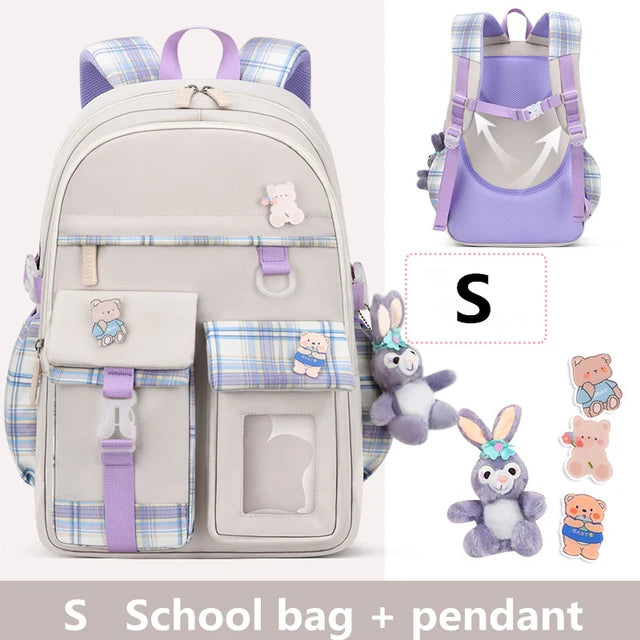 2023 Waterproof School Bags With cartoon pendant Light Weight Children Backpack schoolbag Printing Kids School Backpacks mochila