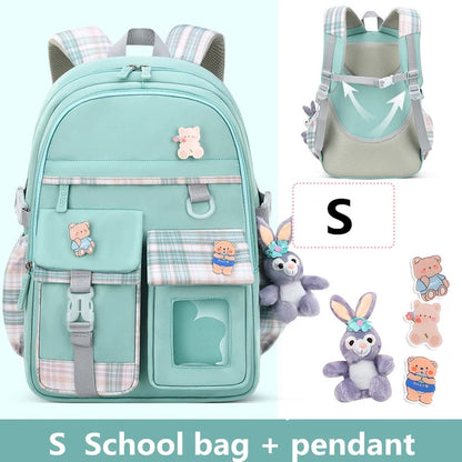 2023 Waterproof School Bags With cartoon pendant Light Weight Children Backpack schoolbag Printing Kids School Backpacks mochila