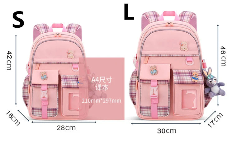 2023 Waterproof School Bags With cartoon pendant Light Weight Children Backpack schoolbag Printing Kids School Backpacks mochila