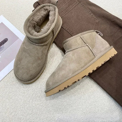 2023 Winter Warm Boots Fur Ladies Snow Boots Real Sheepskin Wool Low-cut Warm Fur Shoes Man  Women Winter Short Boots Shoes New