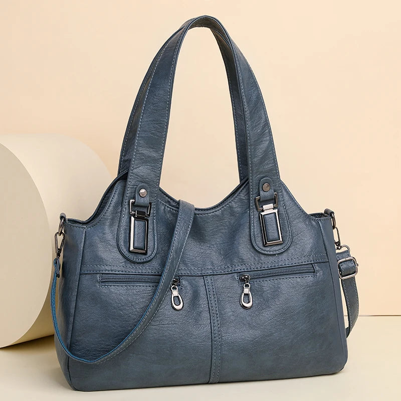 2023 Women High Quality Leather Shoulder Bag Top-handle Bags Casual Large Capacity Messenger Bags Luxury Designe Ladies Handbags