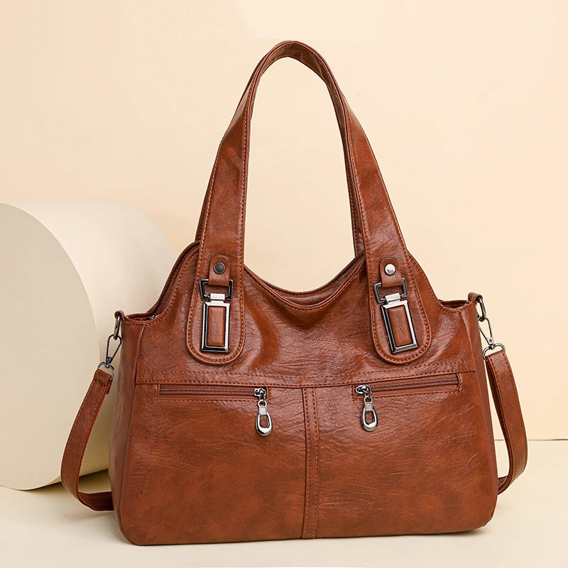 2023 Women High Quality Leather Shoulder Bag Top-handle Bags Casual Large Capacity Messenger Bags Luxury Designe Ladies Handbags