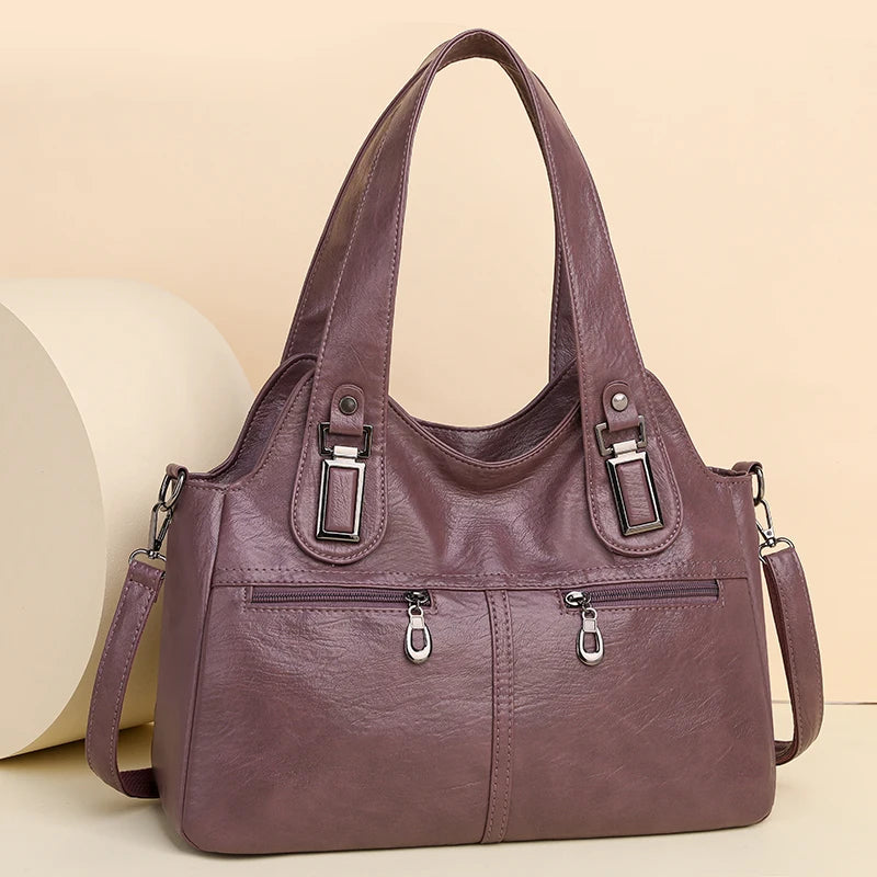 2023 Women High Quality Leather Shoulder Bag Top-handle Bags Casual Large Capacity Messenger Bags Luxury Designe Ladies Handbags