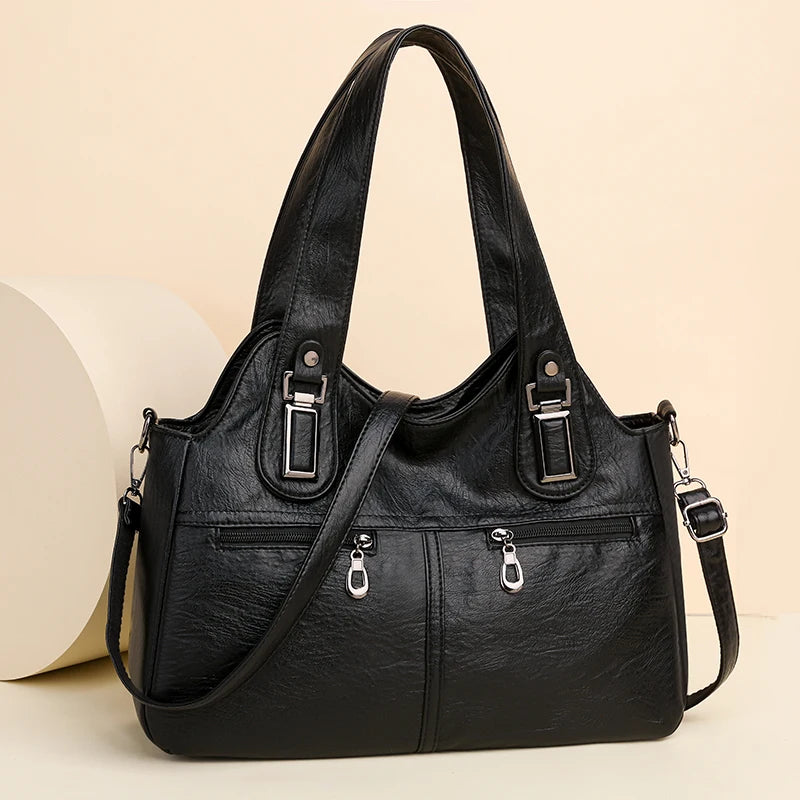 2023 Women High Quality Leather Shoulder Bag Top-handle Bags Casual Large Capacity Messenger Bags Luxury Designe Ladies Handbags