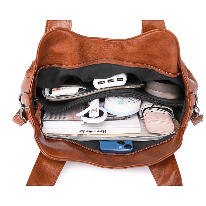 2023 Women High Quality Leather Shoulder Bag Top-handle Bags Casual Large Capacity Messenger Bags Luxury Designe Ladies Handbags