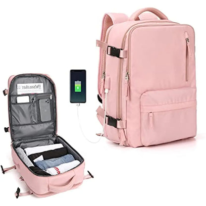 2023 Women Large Travel Backpacks Waterproof Stylish Casual Daypack Bags With Luggage Strap & USB Charging Port Backpack