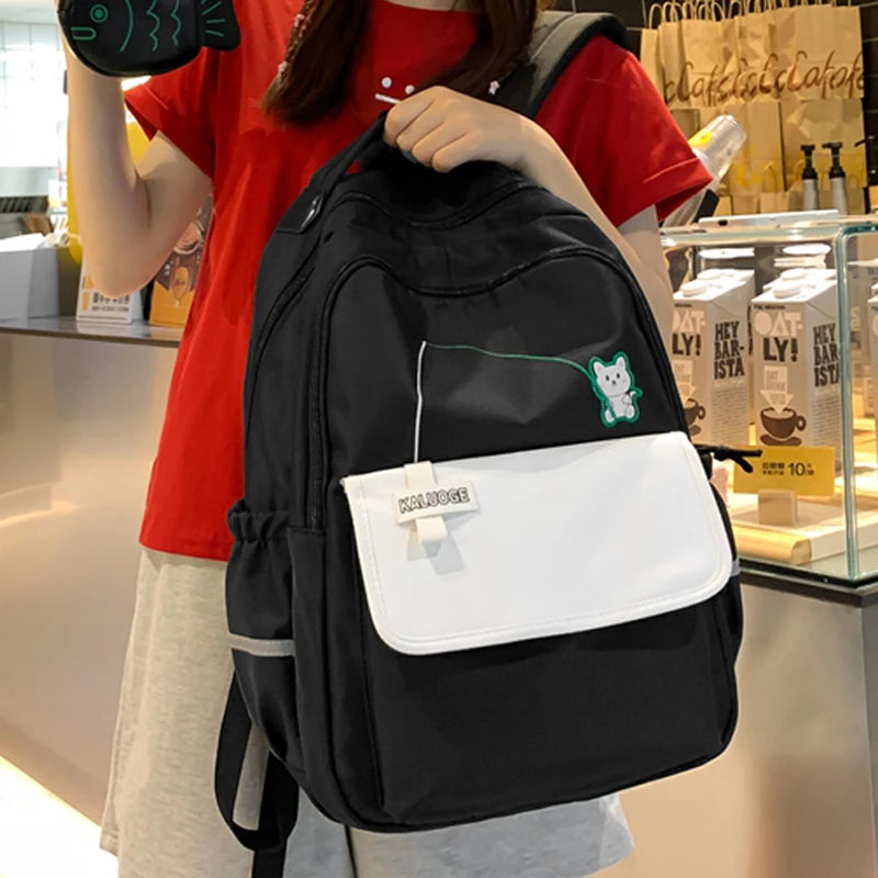 2023 Women Nylon Laptop Cute Waterproof Travel School Bag Ladies Student Girl Boy Book Bag Male Female College Backpack Trendy