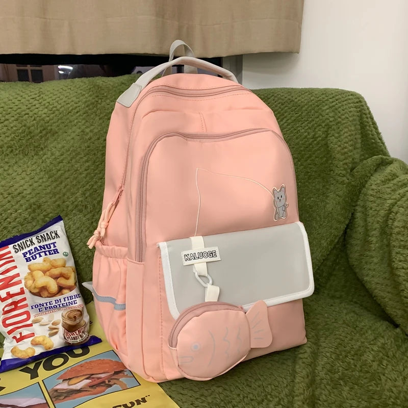 2023 Women Nylon Laptop Cute Waterproof Travel School Bag Ladies Student Girl Boy Book Bag Male Female College Backpack Trendy
