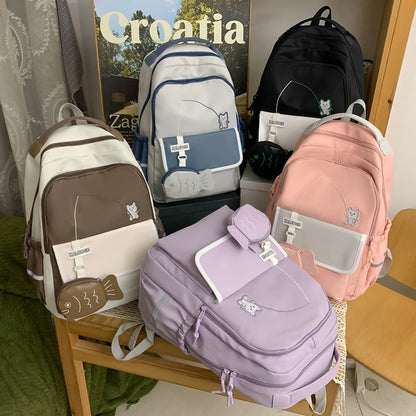 2023 Women Nylon Laptop Cute Waterproof Travel School Bag Ladies Student Girl Boy Book Bag Male Female College Backpack Trendy