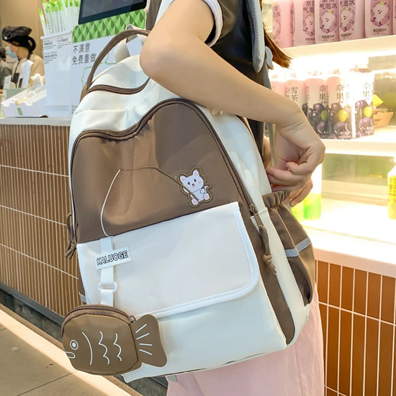 2023 Women Nylon Laptop Cute Waterproof Travel School Bag Ladies Student Girl Boy Book Bag Male Female College Backpack Trendy