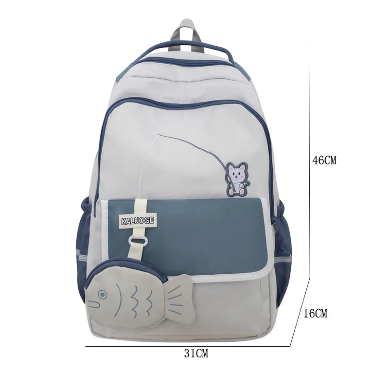 2023 Women Nylon Laptop Cute Waterproof Travel School Bag Ladies Student Girl Boy Book Bag Male Female College Backpack Trendy
