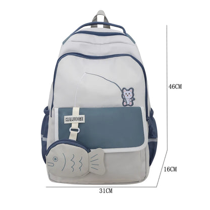 2023 Women Nylon Laptop Cute Waterproof Travel School Bag Ladies Student Girl Boy Book Bag Male Female College Backpack Trendy