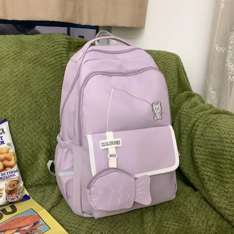 2023 Women Nylon Laptop Cute Waterproof Travel School Bag Ladies Student Girl Boy Book Bag Male Female College Backpack Trendy