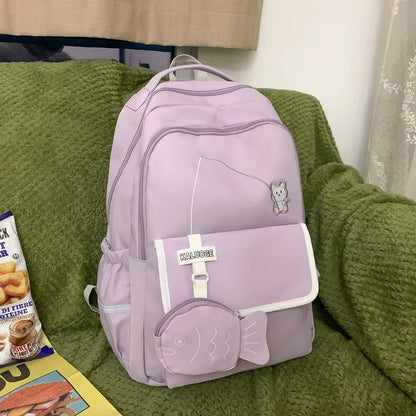 2023 Women Nylon Laptop Cute Waterproof Travel School Bag Ladies Student Girl Boy Book Bag Male Female College Backpack Trendy