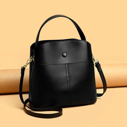 2023 Women's Simple Mini Bucket Bag Luxury Large Capacity Shoulder Crossbody Bag High Quality Genuine Leather Female Handbag Sac