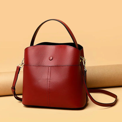 2023 Women's Simple Mini Bucket Bag Luxury Large Capacity Shoulder Crossbody Bag High Quality Genuine Leather Female Handbag Sac