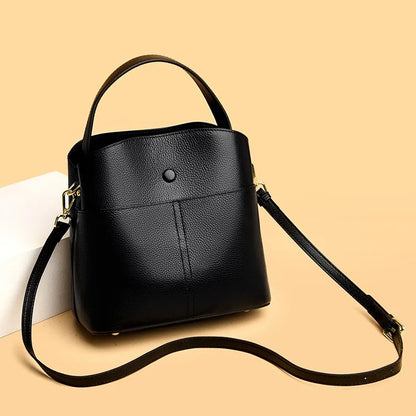 2023 Women's Simple Mini Bucket Bag Luxury Large Capacity Shoulder Crossbody Bag High Quality Genuine Leather Female Handbag Sac