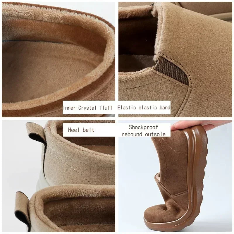 2023 Women's Snow Boots Platform Boots Women's Leisure Winter Snow Ankle Boots Women's Anti slip Plush Leather