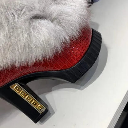 2023 autumn and winter new real fur fox handbag plush hand-held cross bag