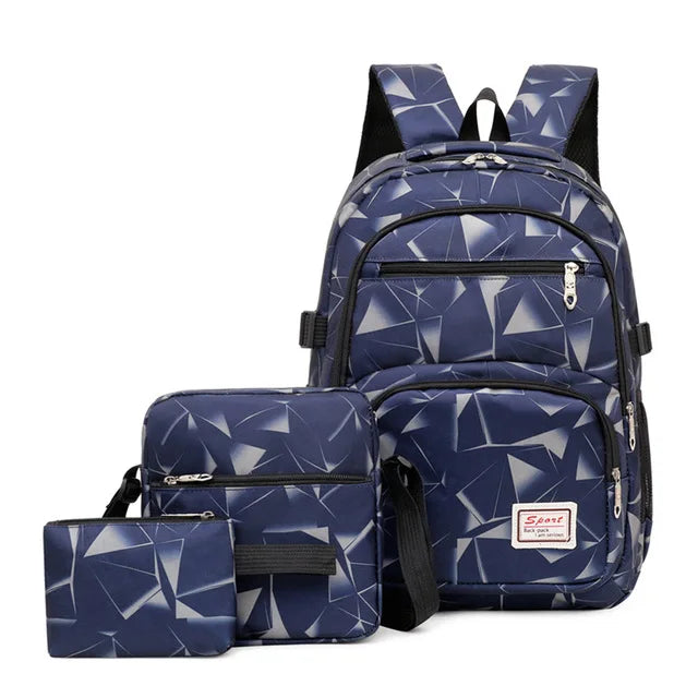 2023 boys one shoulder big student travel bag men school backpack 3pcs/set Male backpacks high school bags for women mochila