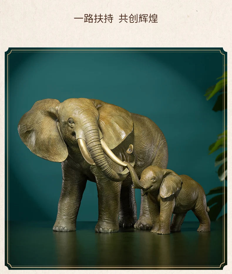 2023 foreign business guest company office boss GIFT  High grade lucky animal Africa elephants brass Sculpture BAR Living ROOM