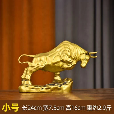 2023 foreign business guest company office boss GIFT  High grade lucky gold copper bull Ornament Lucky Sculpture BAR Living ROOM