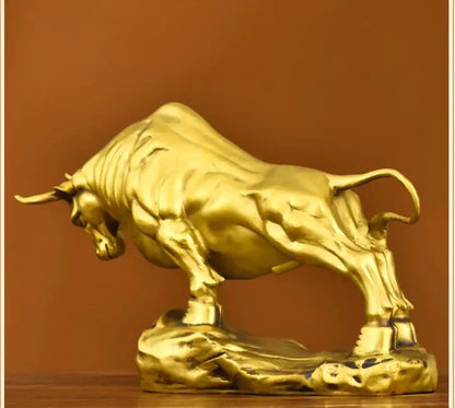2023 foreign business guest company office boss GIFT  High grade lucky gold copper bull Ornament Lucky Sculpture BAR Living ROOM