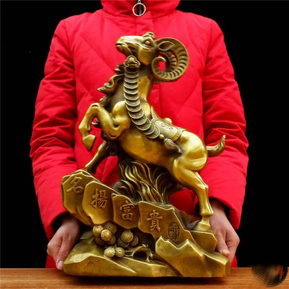 2023 foreign business guest company office boss GIFT fortune Prosperity Wealth Lucky Ornament copper Goat Sculpture BAR Living