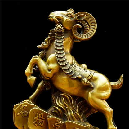 2023 foreign business guest company office boss GIFT fortune Prosperity Wealth Lucky Ornament copper Goat Sculpture BAR Living