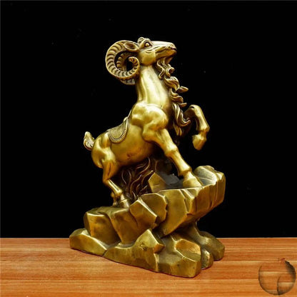2023 foreign business guest company office boss GIFT fortune Prosperity Wealth Lucky Ornament copper Goat Sculpture BAR Living
