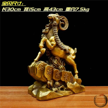 2023 foreign business guest company office boss GIFT fortune Prosperity Wealth Lucky Ornament copper Goat Sculpture BAR Living